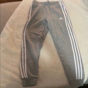 Gray adidas strip white sweats size M (10/12)